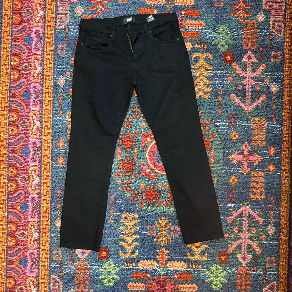 PAIGE Men's Black Slim Straight Jeans